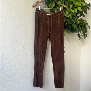 New York Laundry Brown Velour Track Pants with Plush Texture